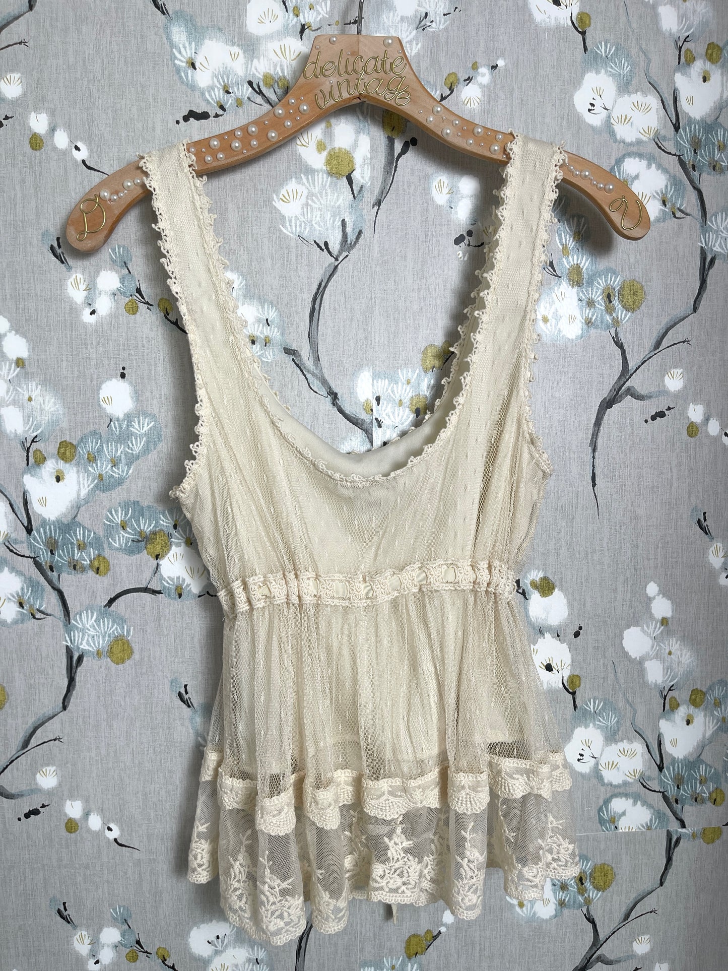 Lace Cottage Cream Tie Top