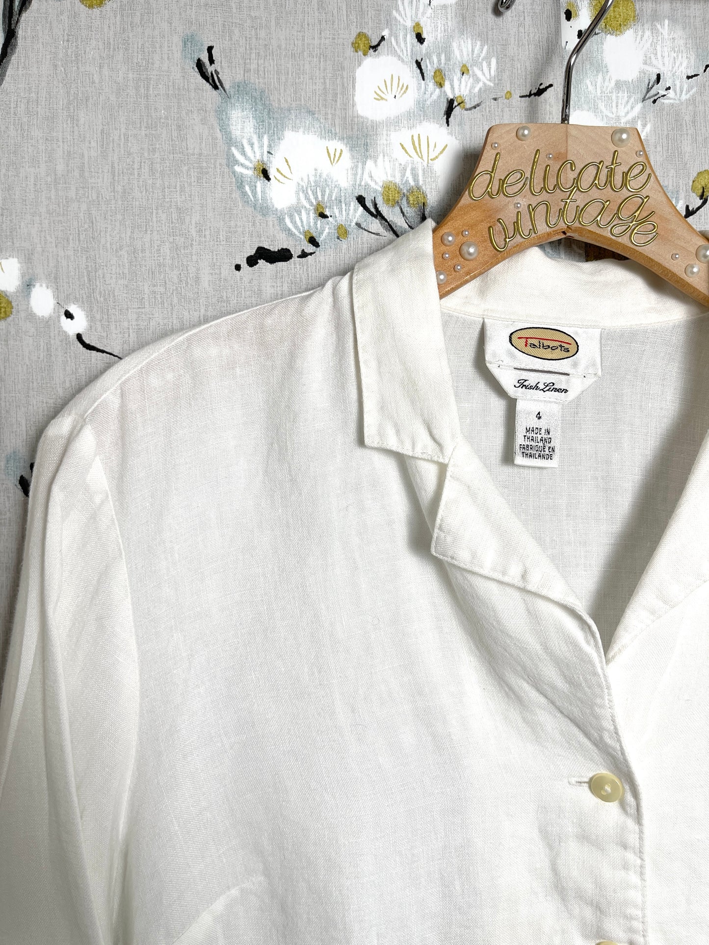 Vintage Irish Linen Crisp White Button Up