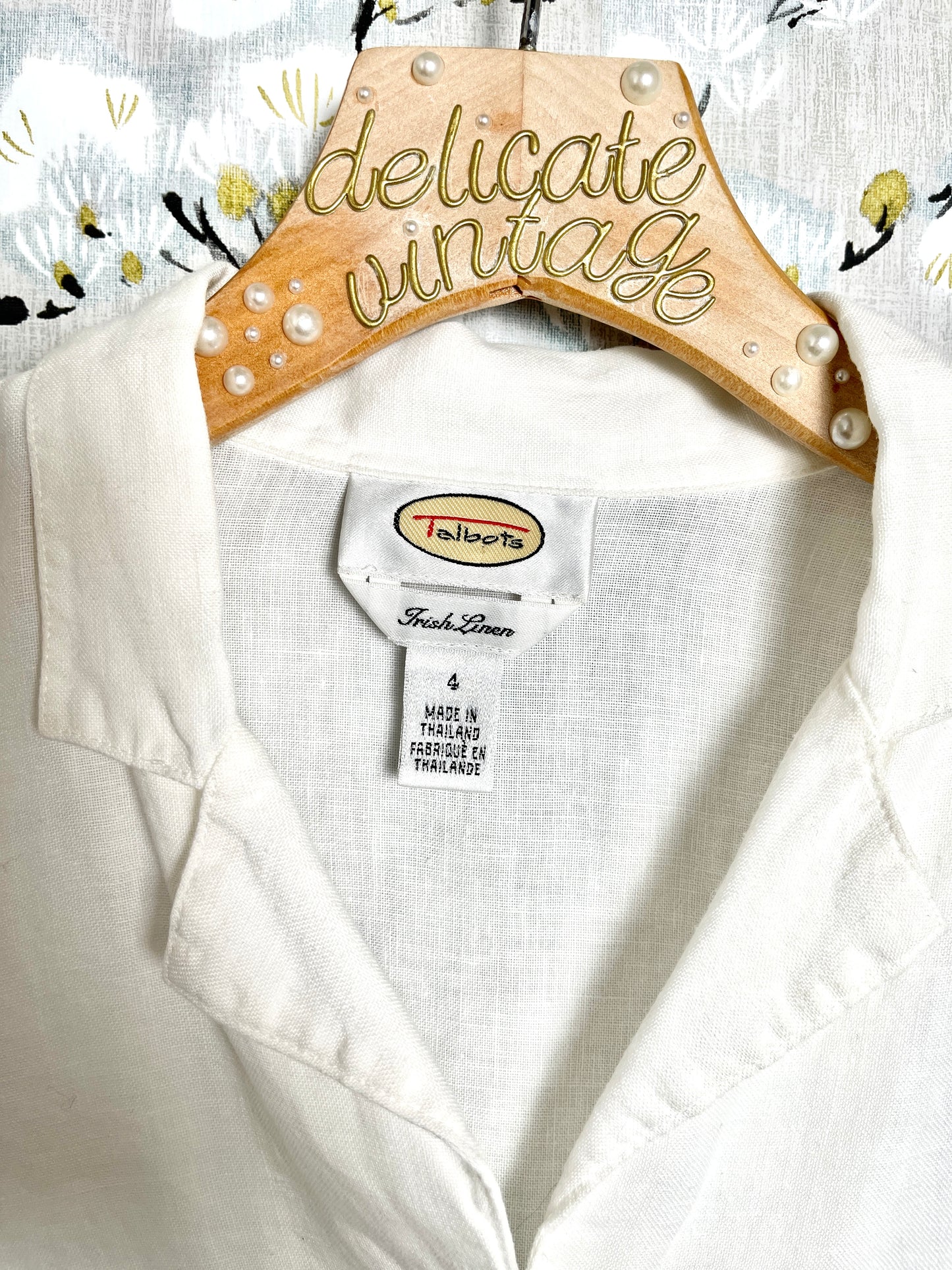 Vintage Irish Linen Crisp White Button Up
