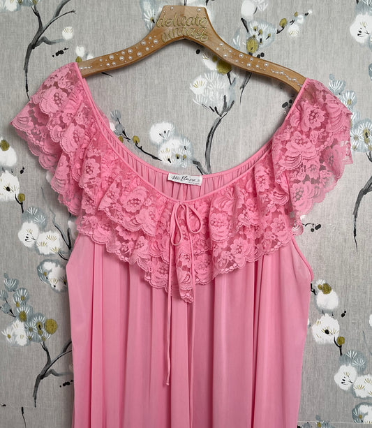 Bright Pink Ruffled Slip Dress