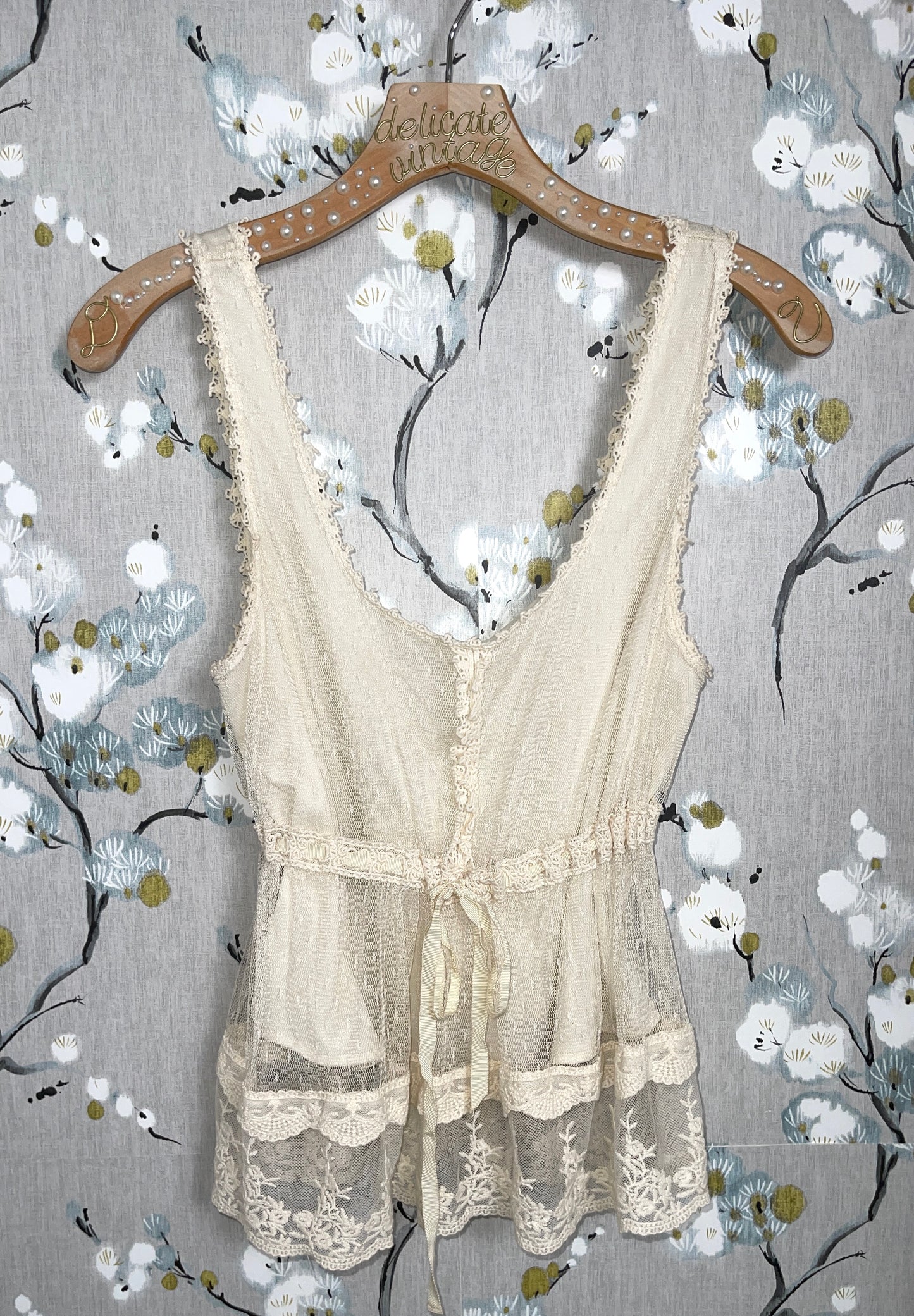 Lace Cottage Cream Tie Top