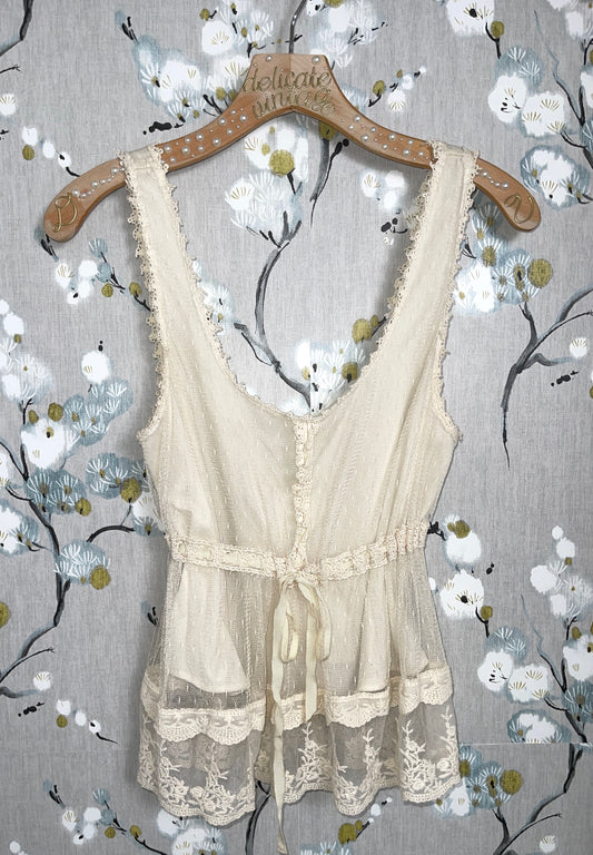 Lace Cottage Cream Tie Top