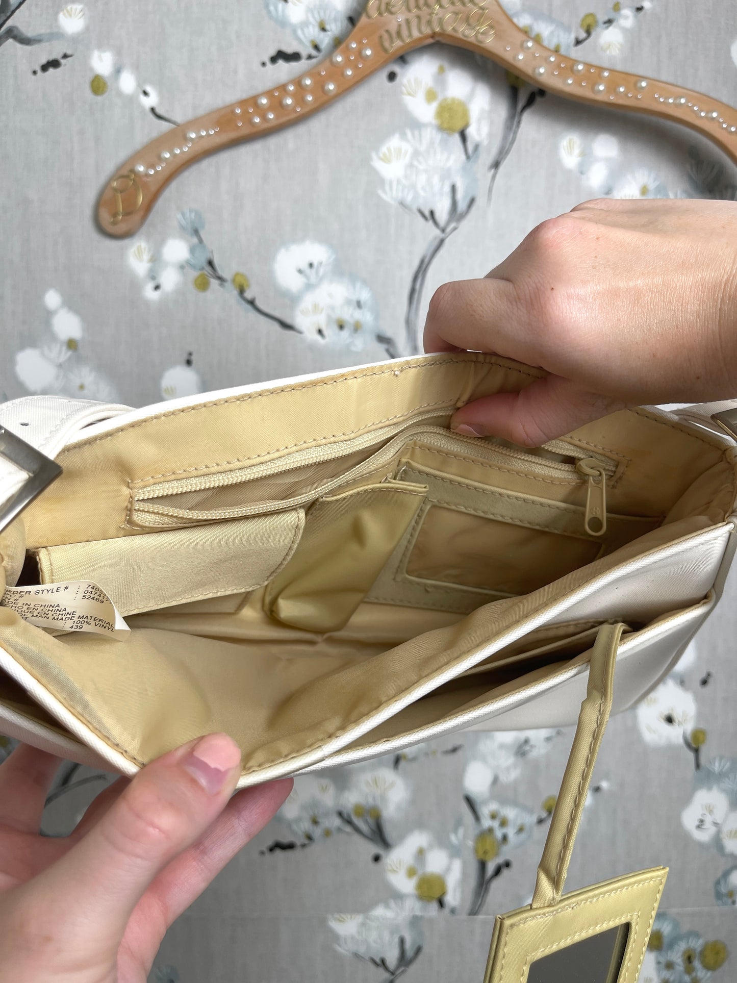 Vintage Inspired White Rose Sling Purse