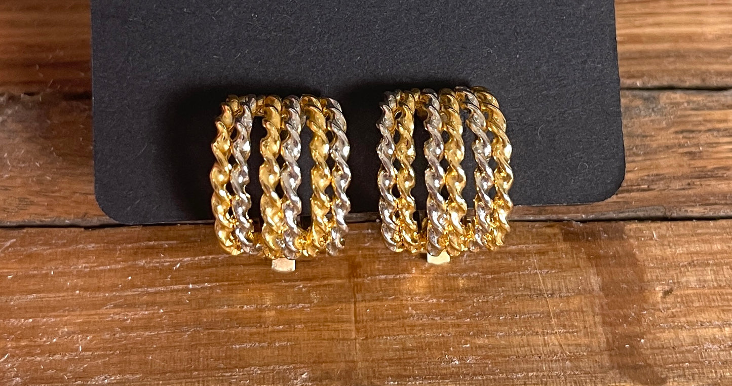 NWT Vintage Gold and Silver Clip on Earrings